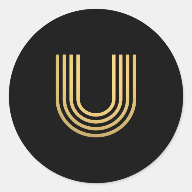 Modern Gold Monogram Runder Aufkleber (Vorderseite)