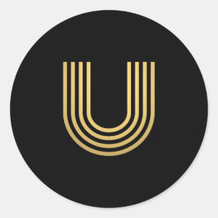 Modern Gold Monogram Runder Aufkleber