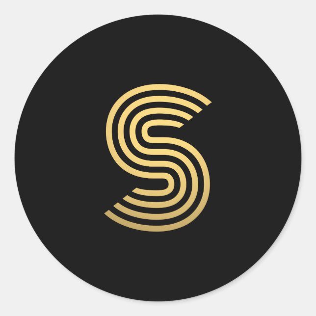 Modern Gold Monogram Runder Aufkleber (Vorderseite)