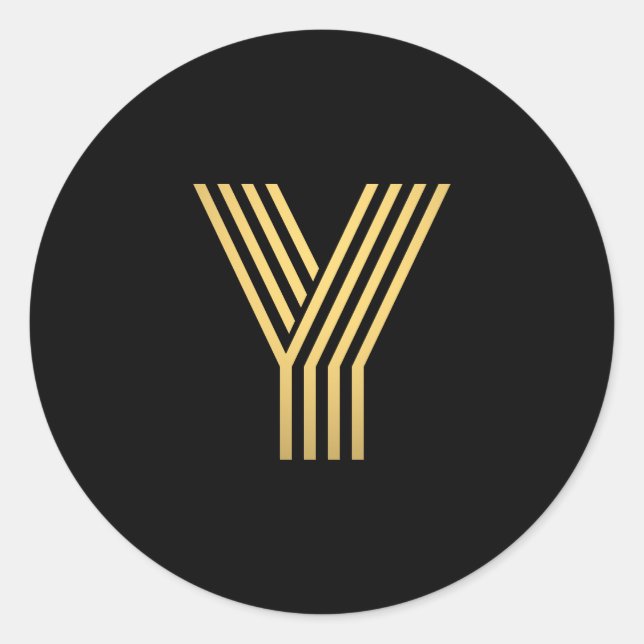 Modern Gold Monogram Runder Aufkleber (Vorderseite)