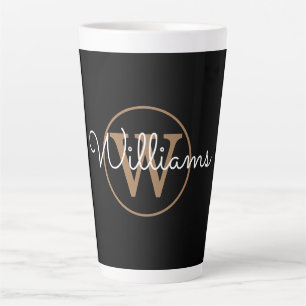 Modern Gold Monogram Script Black Milchtasse