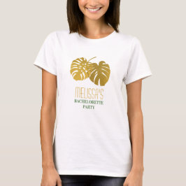 Modern Gold Monstera Blätter Junggeselinnen-Abschi T-Shirt