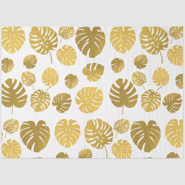 Modern Gold Monstera Tropical Blätter Muster Seidenpapier (Vorderseite)