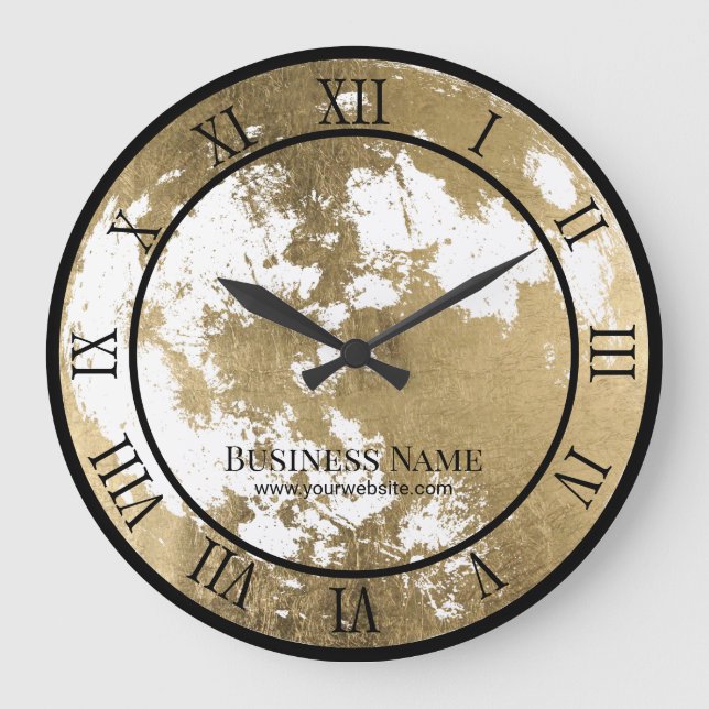 Modern Gold Moon Astronomisch Große Wanduhr (Vorderseite)