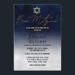 Modern Gold Navy Blue White Watercolor Bar Mitzvah Einladung<br><div class="desc">Diese moderne und künstlerische Bar Mitzvah-Einladung ist die perfekte Wahl für Ihren Sohn für seinen besonderen Tag. Es ist mit einem handbemalten marineblau-weißen Ober-Farbverlauf versehen. Auf der Oberseite der Einladung ist ein Imitat gedruckt Gold Stern von David und benutzerdefinierte Typografie. Es ist ein einzigartiges, cooles und trendiges Design für den...</div>
