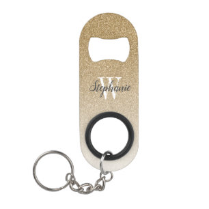 Modern Gold Ombre Imitats Glitzer Monogram Mini Flaschenöffner