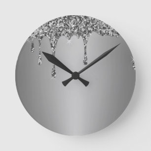 Modern Gold Ombre Marble Glam Metallfolie Runde Wanduhr