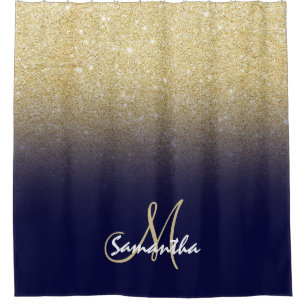 Modern gold ombre marineblasen monogram duschvorhang