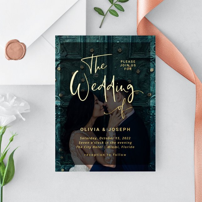 Modern Gold Overlay | Hochzeit von Fotos Folieneinladung (Von Creator hochgeladen)