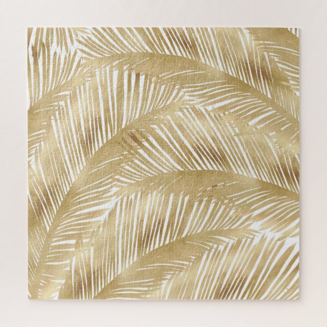 Modern Gold Palm Leaf tropisches Muster (Vertikal)