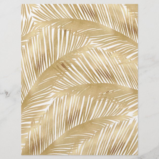 Modern Gold Palm Leaf tropisches Muster Briefbogen (Vorderseite)