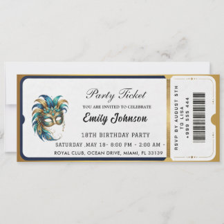 Modern gold party ticket invitations  einladung