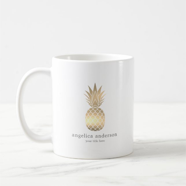Modern Gold Pineapse personalisierte Mug Kaffeetasse (Links)