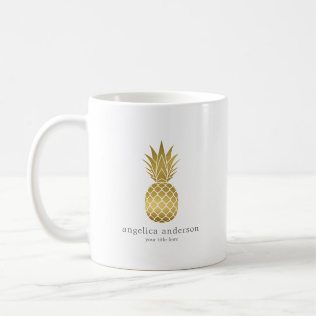 Modern Gold Pineapse personalisierte Mug Kaffeetasse (Links)