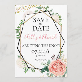 Modern Gold Pink Geometric Save the Date