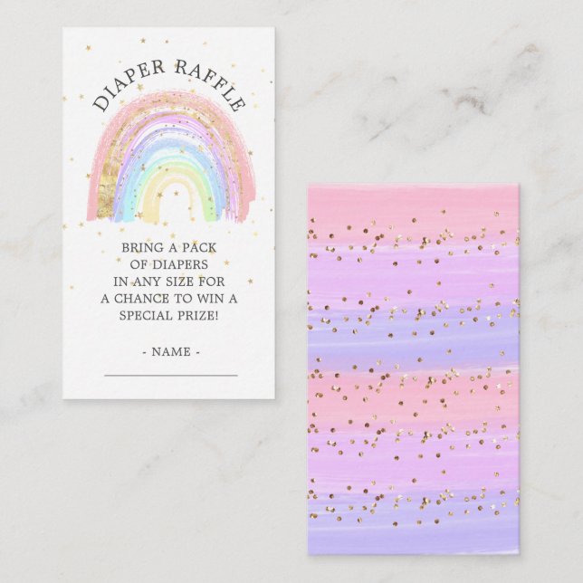 Modern Gold Pink Rainbow Baby Diaper Raffel Begleitkarte (Vorne/Hinten)