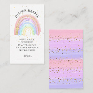 Modern Gold Pink Rainbow Baby Diaper Raffel Begleitkarte