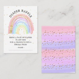 Modern Gold Pink Rainbow Diaper Raffel Ticket Begleitkarte