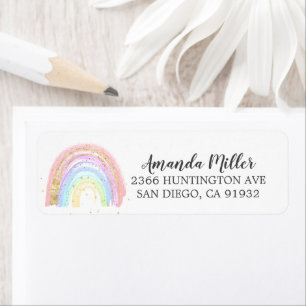 Modern Gold Pink Rainbow Return Label