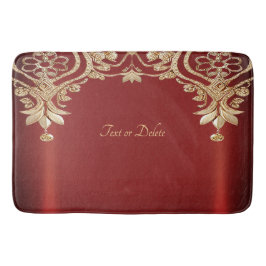Modern Gold Red Floral Bath Mat Badematte