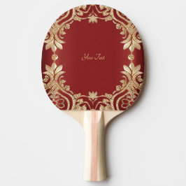 Modern Gold Red Floral Ping Pong Paddle Tischtennis Schläger