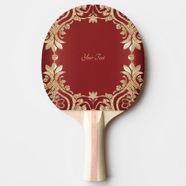 Modern Gold Red Floral Ping Pong Paddle Tischtennis Schläger (Vorderseite)