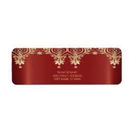 Modern Gold Red Floral Return Address Label