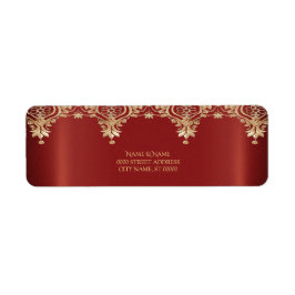 Modern Gold Red Floral Return Address Label