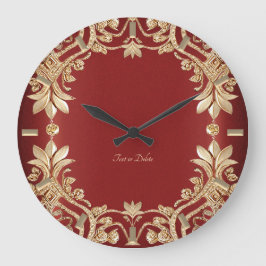 Modern Gold Red Floral Wall Clock Große Wanduhr
