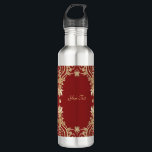 Modern Gold Red Floral Water Bottle Edelstahlflasche<br><div class="desc">Beautiful Modern Gold Red Floral Water Bottle</div>
