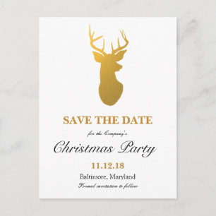 Modern Gold Rentier Save the Date Weihnachts-Party Ankündigungspostkarte