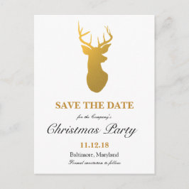 Modern Gold Rentier Save the Date Weihnachts-Party Ankündigungspostkarte