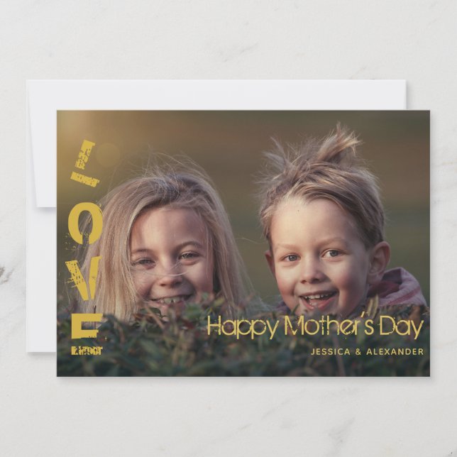 Modern Gold Schriftart Happy Mothers Day Foto Card (Vorderseite)