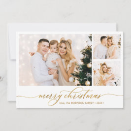 Modern Gold Script 3 Foto Collage Weihnachten