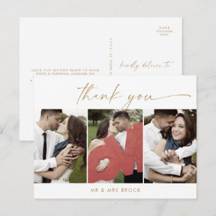 Modern Gold Script 3 Foto Vorlage Vielen Dank Postkarte