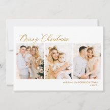 Modern Gold Script 3 Multi-Foto Weihnachten