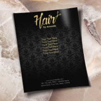 Modern Gold Script Damask Haar Salon Broschüren