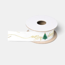 Modern Gold Script frohe Weihnachtsbaum Satinband