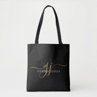Modern Gold Script Monogram Initials Tasche