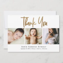 Modern Gold Script Newborn Baby Photo Collage