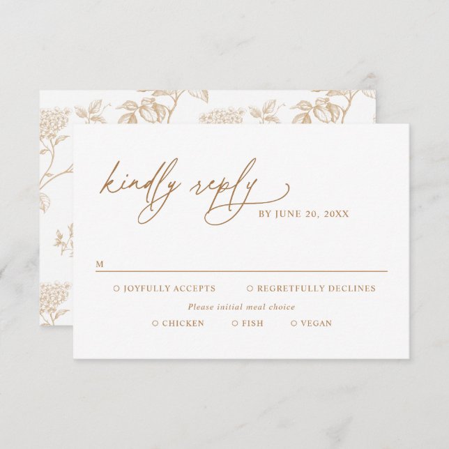 Modern Gold Script Wedding Meal Options RSVP (Vorne/Hinten)