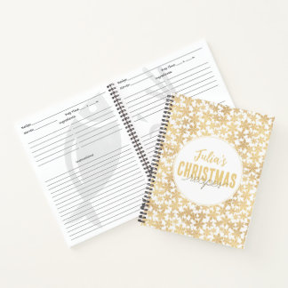 Modern Gold Snowflakes Christmas Recipes  Notizbuch