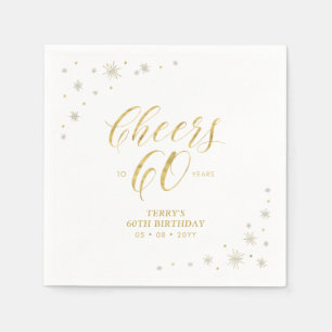 Modern Gold Sparkle & Cheers 60. Geburtstagsparty Serviette
