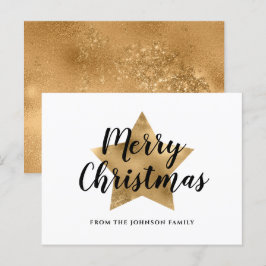 Modern Gold Star Frohe Weihnachten Postkarte