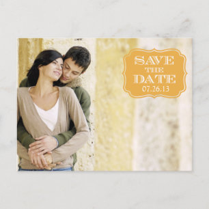 Modern Gold Swirl Label Save the Date Fotokarte Ankündigungspostkarte