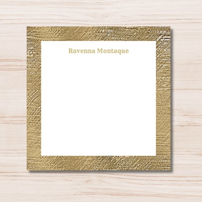 Modern Gold Texture Border Personalized Name  Mitteilungskarte (Von Creator hochgeladen)