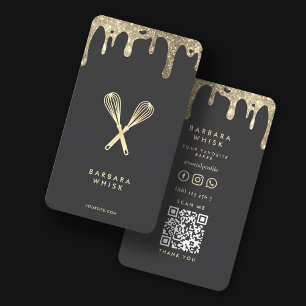 Modern Gold Tropfen Whisk Bakery Koch Caterer Visitenkarte
