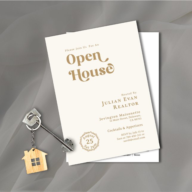 Modern Gold Typografy Business Logo Open House Einladung (Modern Gold Typography Business Logo Open House Invitation)
