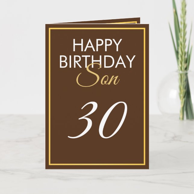 Modern Gold und Brown Son 30. Geburtstag Karte (Vorderseite)