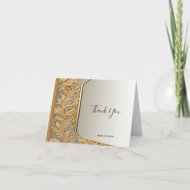 Modern Gold Verziert Dankeschön Card Dankeskarte (Vorderseite)